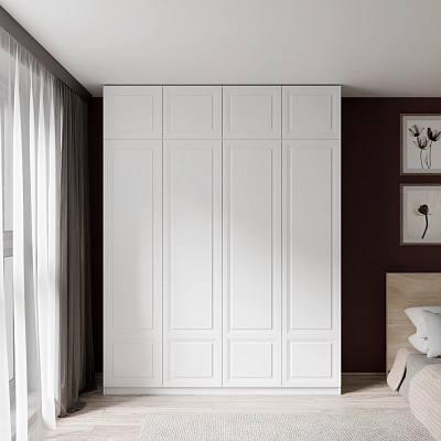 Шкаф с антресолью и фрезерованными фасадами Альтаир Белый (Оргей+)